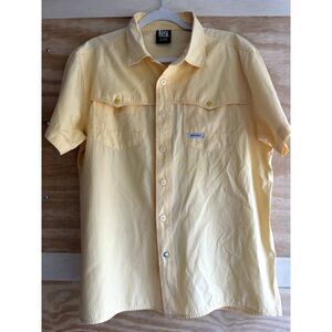 ENYCE By Sean Combs Button Up Short Sleeve Shirt Yellow Mens Size Large